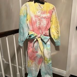 LoveShack Fancy Paca Jumpsuit. Rainbow w radial Tie Dye.